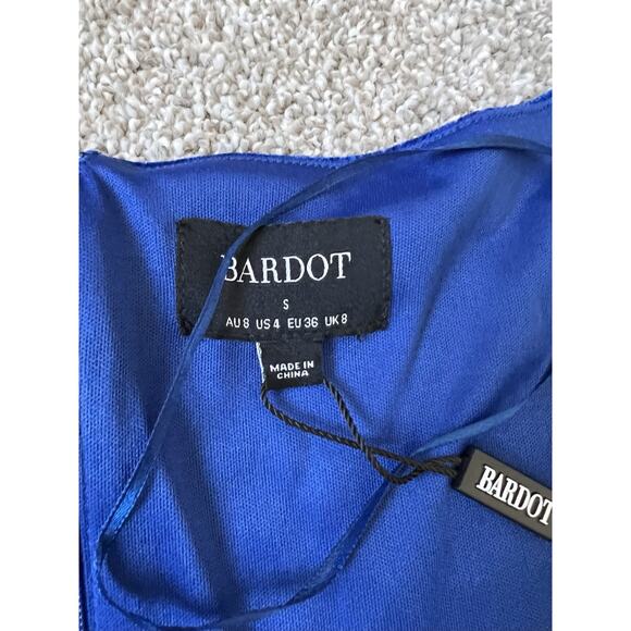 Bardot Xena Ruched Blue Velvet Mini Dress Size S US 4 Womens NWT Stretch Holiday - Picture 4 of 7